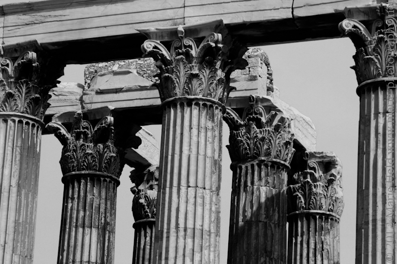 Column tops details of the Temple of the Olympian Zeus.