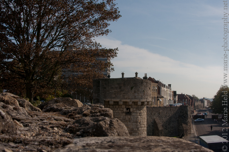 Medieval defensive city walls.