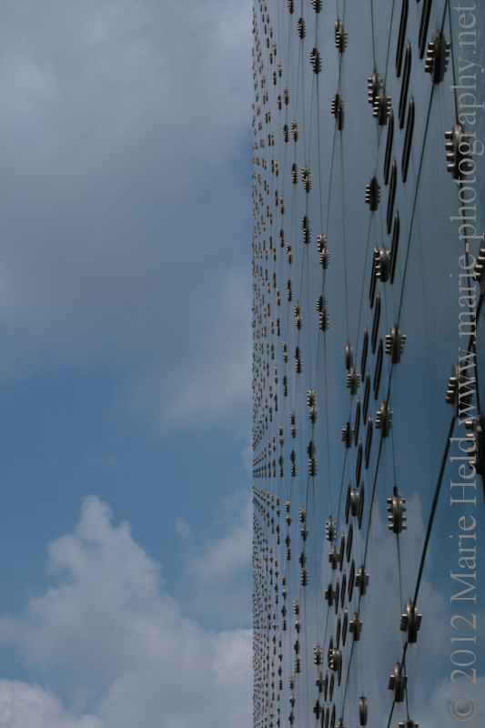 Detail of glass facade, Urbis exhibition centre.